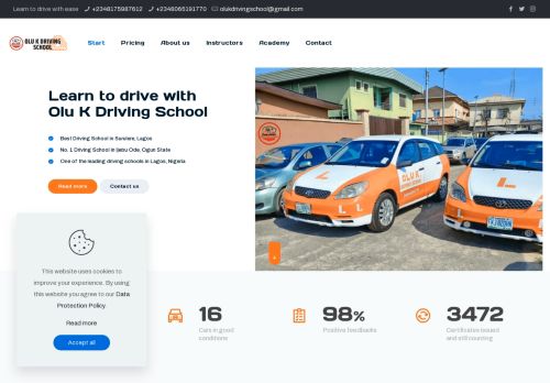 Full web development and SEO for a driving school in Lagos
